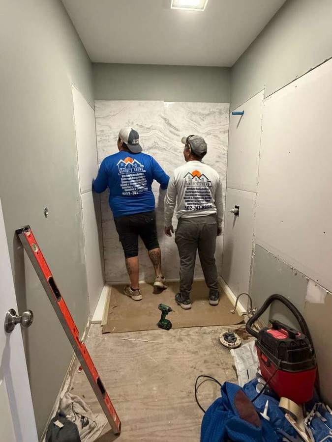 Bathroom during remodel - tile work