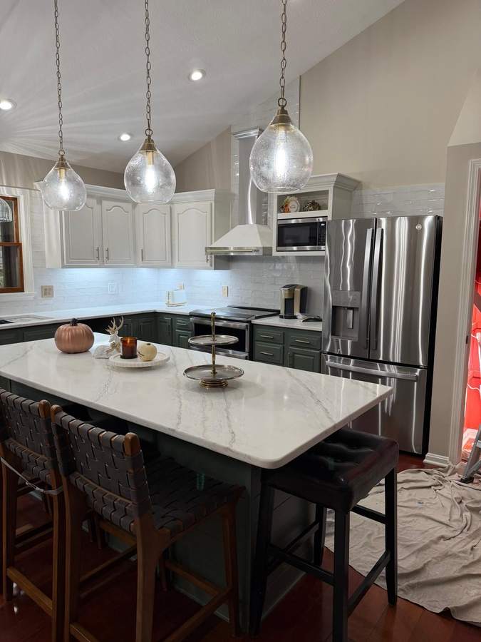 Completed kitchen remodel with custom island