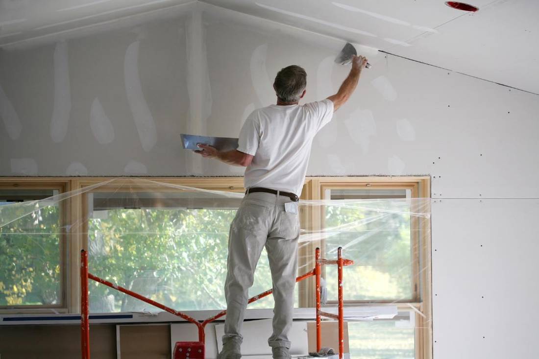 Drywall installation in progress